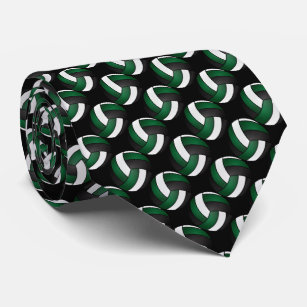 Sporty Dark Green, Black and White Volleyball Tie