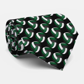 Sporty Dark Green  Black And White Volleyball Tie by DesignsbyDonnaSiggy at Zazzle