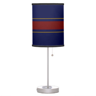 Sporty Deep Navy Blue Burgundy Racing Stripes Table Lamp