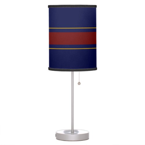 Sporty Deep Navy Blue Burgundy Racing Stripes Table Lamp