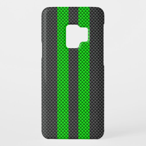 Sporty Electric Green Carbon Fiber Style Stripes Case_Mate Samsung Galaxy S9 Case