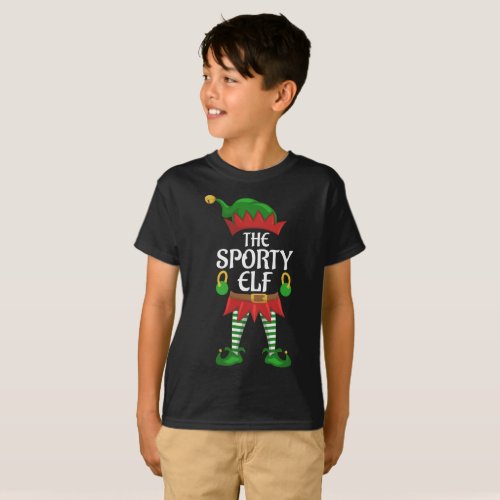 Sporty Elf Family Matching Group Christmas Party T_Shirt