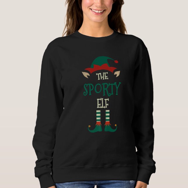 Sporty Elf Family Matching Group  Xmas Pajama Sweatshirt (Front)