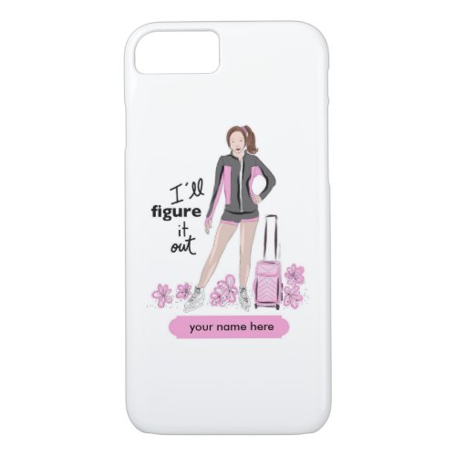 Sporty Figure Skater with Skating Bag iPhone 87 Case