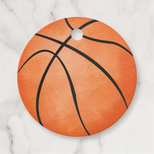 Sporty Finishing Touch Round Orange Basketball  Favor Tags