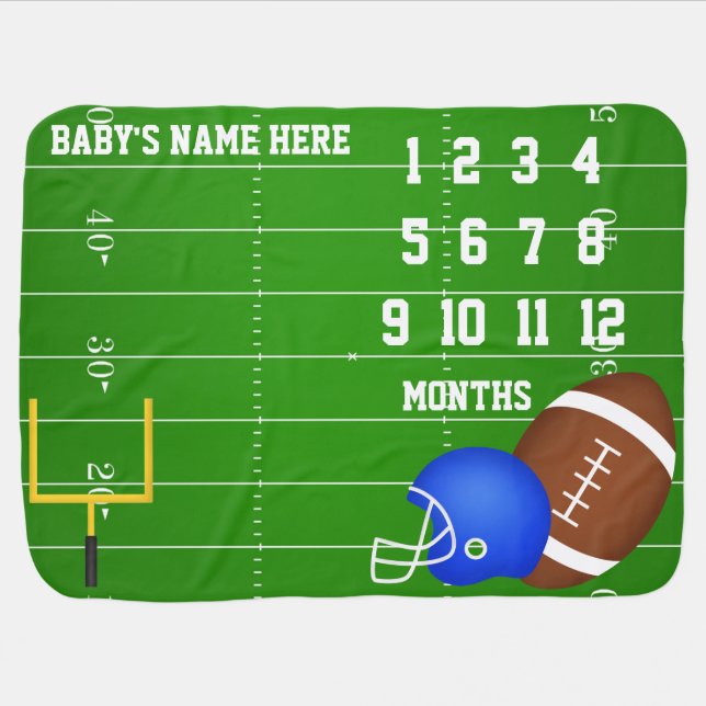 Sporty Football Baby Milestone Blanket (Horizontal)