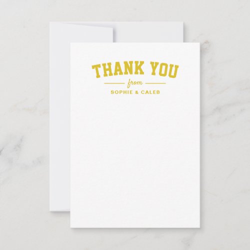 Sporty football field yellow personalized thank you card