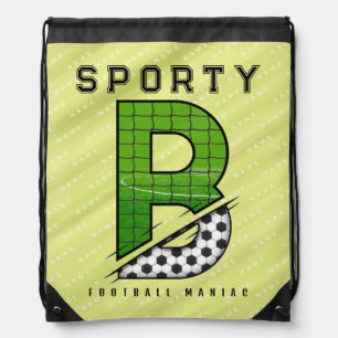 Sporty Football Letter B Typography Drawstring Bag