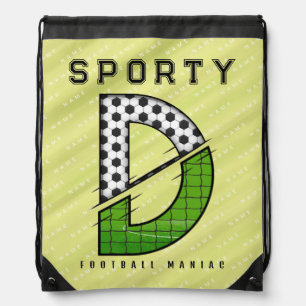 Sporty Football Letter D Typography Drawstring Bag