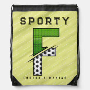Sporty Football Letter F Typography Drawstring Bag