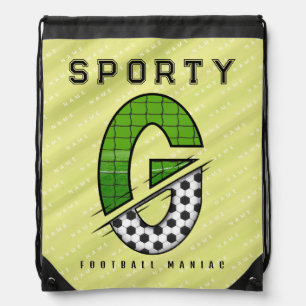 Sporty Football Letter G Typography Drawstring Bag