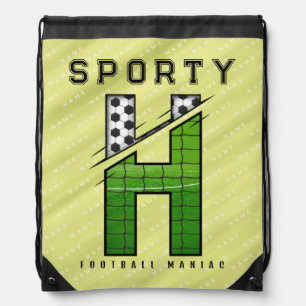 Sporty Football Letter H Typography Drawstring Bag