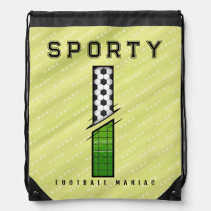 Sporty Football Letter I Typography Drawstring Bag
