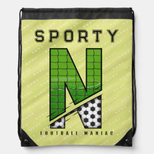 Sporty Football Letter N Typography Drawstring Bag