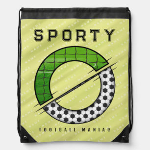 Sporty Football Letter O Typography Drawstring Bag