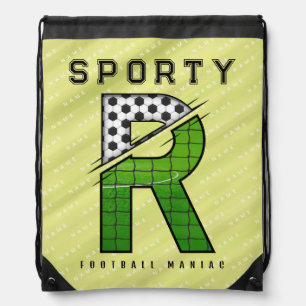 Sporty Football Letter R Typography Drawstring Bag