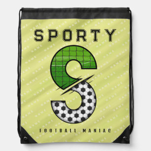 Sporty Football Letter S Typography Drawstring Bag