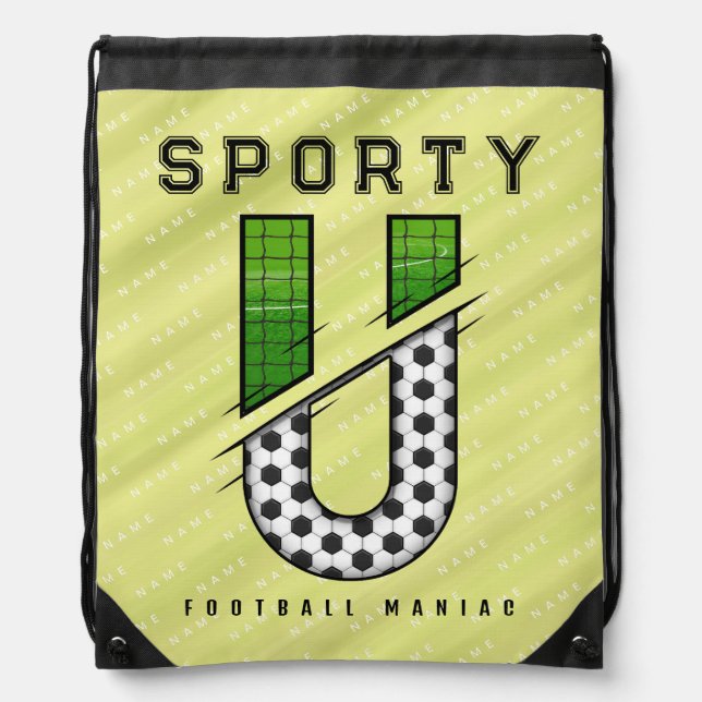  Sporty Football Letter U Typography Drawstring Bag (Front)