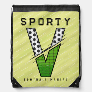 Sporty Football Letter V Typography Drawstring Bag