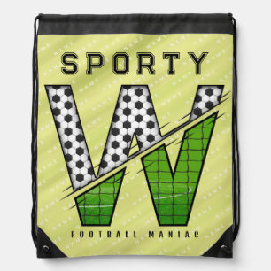 Sporty Football Letter W Typography Drawstring Bag