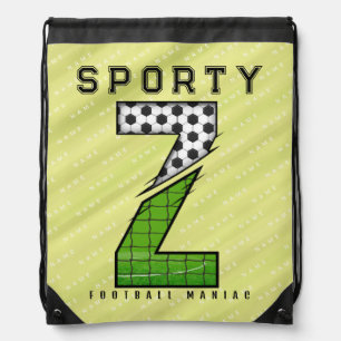 Sporty Football Letter Z Typography Drawstring Bag