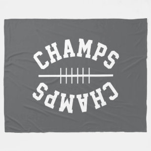 Sporty Football Shape CHAMPS Text On Medium Gray Fleece Blanket