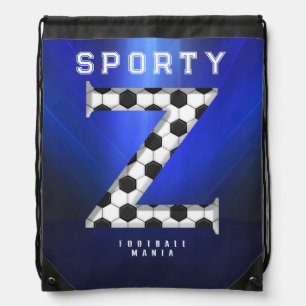 Sporty Football Texture Letter Z Editable Text Drawstring Bag