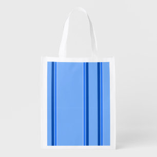 Sporty French Blue Stripes Reusable Grocery Bag