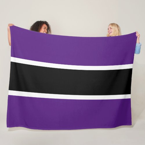 Sporty Fun Bold Black Royal Purple White Stripes Fleece Blanket