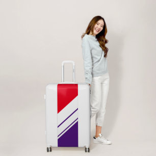 Sporty Fun Bright Red Purple White Racing Stripes  Luggage