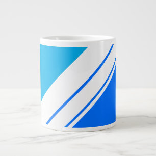 Sporty Fun Bright Sky Blue White Racing Stripes Giant Coffee Mug