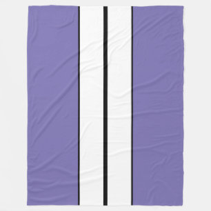 Sporty Fun Light Purple Black White Racing Stripes Fleece Blanket