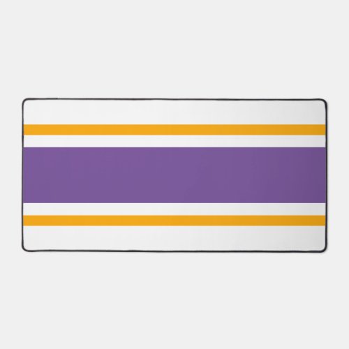 Sporty Fun Purple Yellow Racing Stripes On White Desk Mat