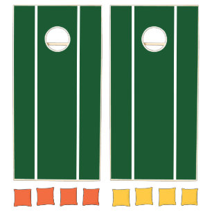 Sporty Fun Retro Camp Green White Racing Stripes Cornhole Set