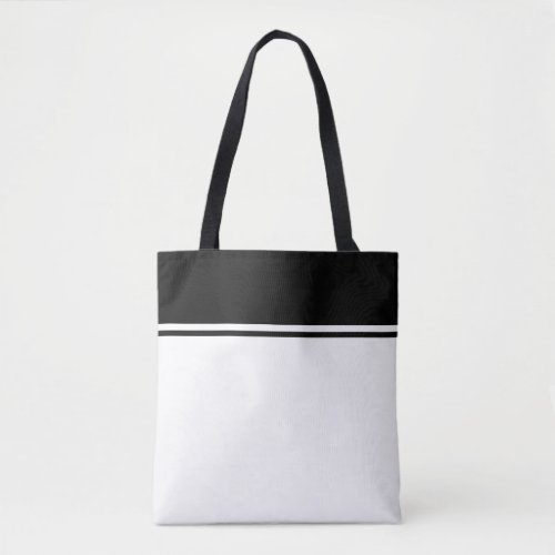 Sporty Fun Sleek Black Top Stripes On Crisp White  Tote Bag