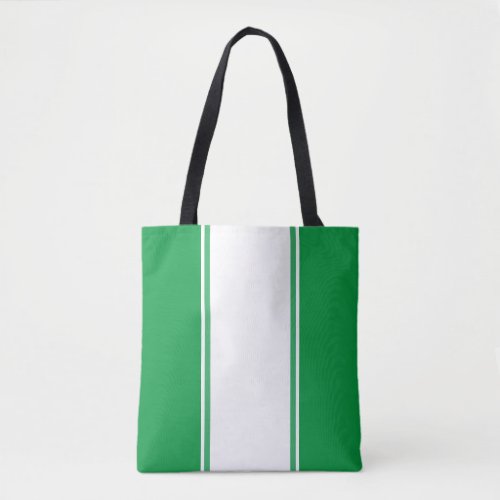 Sporty Fun Stylish Sea Green White Racing Stripes Tote Bag