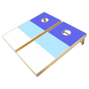 Sporty Fun Violet Baby Blue White Wide Stripes Cornhole Set