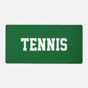 Sporty Fun White TENNIS Text On Athletic Green Desk Mat