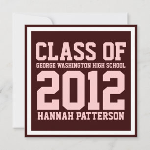 Sporty Girl Jersey Uniform Pink Graduation Party Invitation