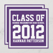 Sporty Girl Jersey Uniform Purple Graduation Party Invitation (Front/Back)