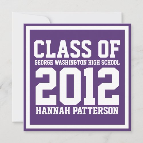 Sporty Girl Jersey Uniform Purple Graduation Party Invitations