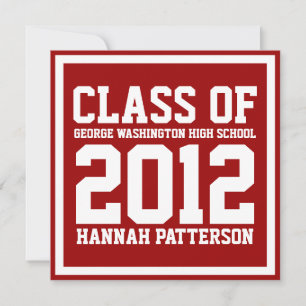 Sporty Girl Jersey Uniform Red Graduation Party Invitation