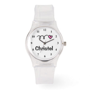 Sporty girl watch with personalizable name