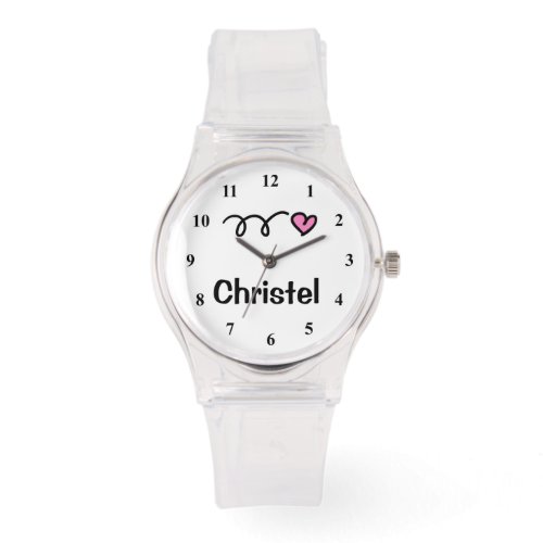 Sporty girl watch with personalizable name