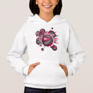 sporty girl's pink gray basketball blowout hoodie