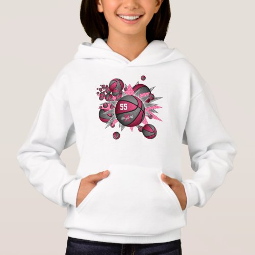 sporty girls pink gray basketball blowout hoodie