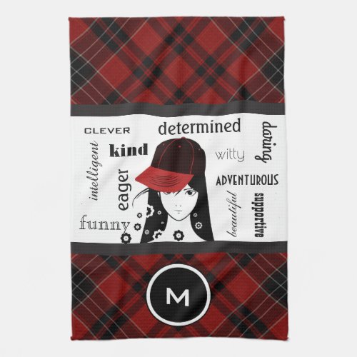 Sporty  Girly Cool Red Plaid SportsGym Towel