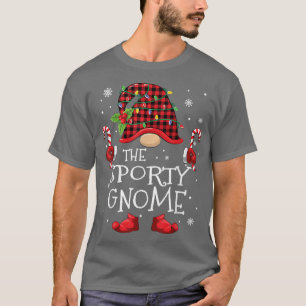 Sporty Gnome Buffalo Plaid Funny Christmas Tree Fa T-Shirt
