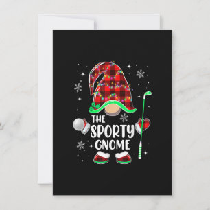 Sporty Gnome Golf Buffalo Plaid Christmas Lights F Invitation