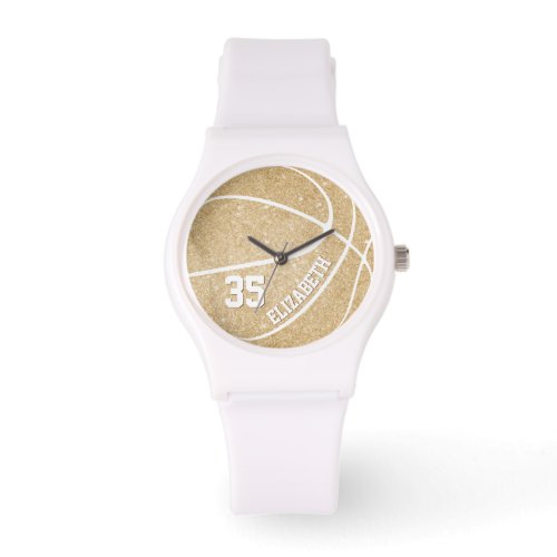 sporty gold girls' basketball personalized watch